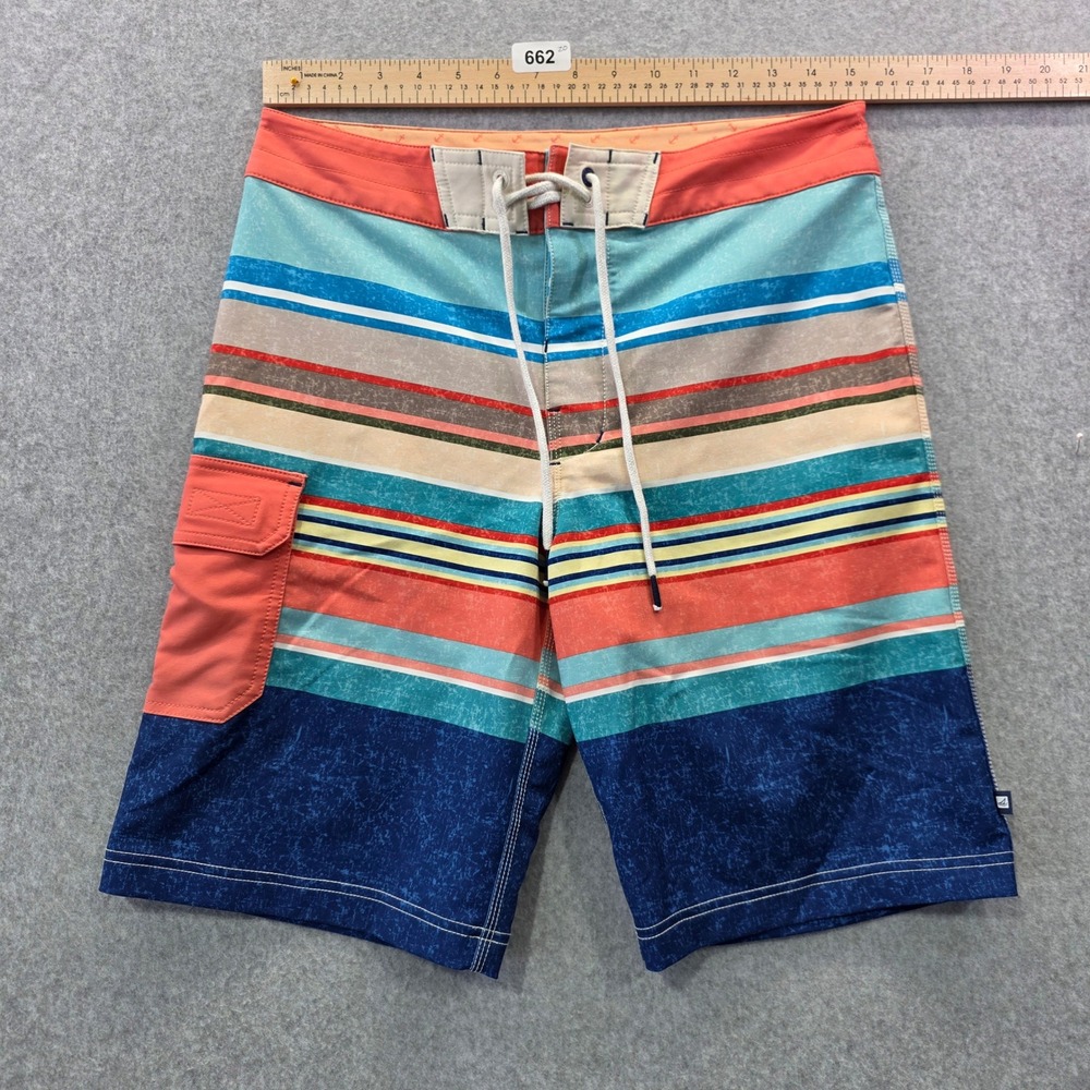 Sperry Top-Sider Mens Multi Color Striped Board Shorts Swim Trunks SM5DM19 Sz 30